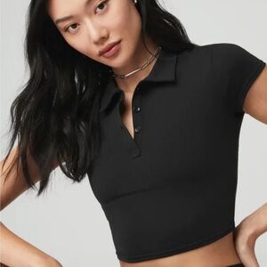ALO Yoga Women’s Black Polo Tee